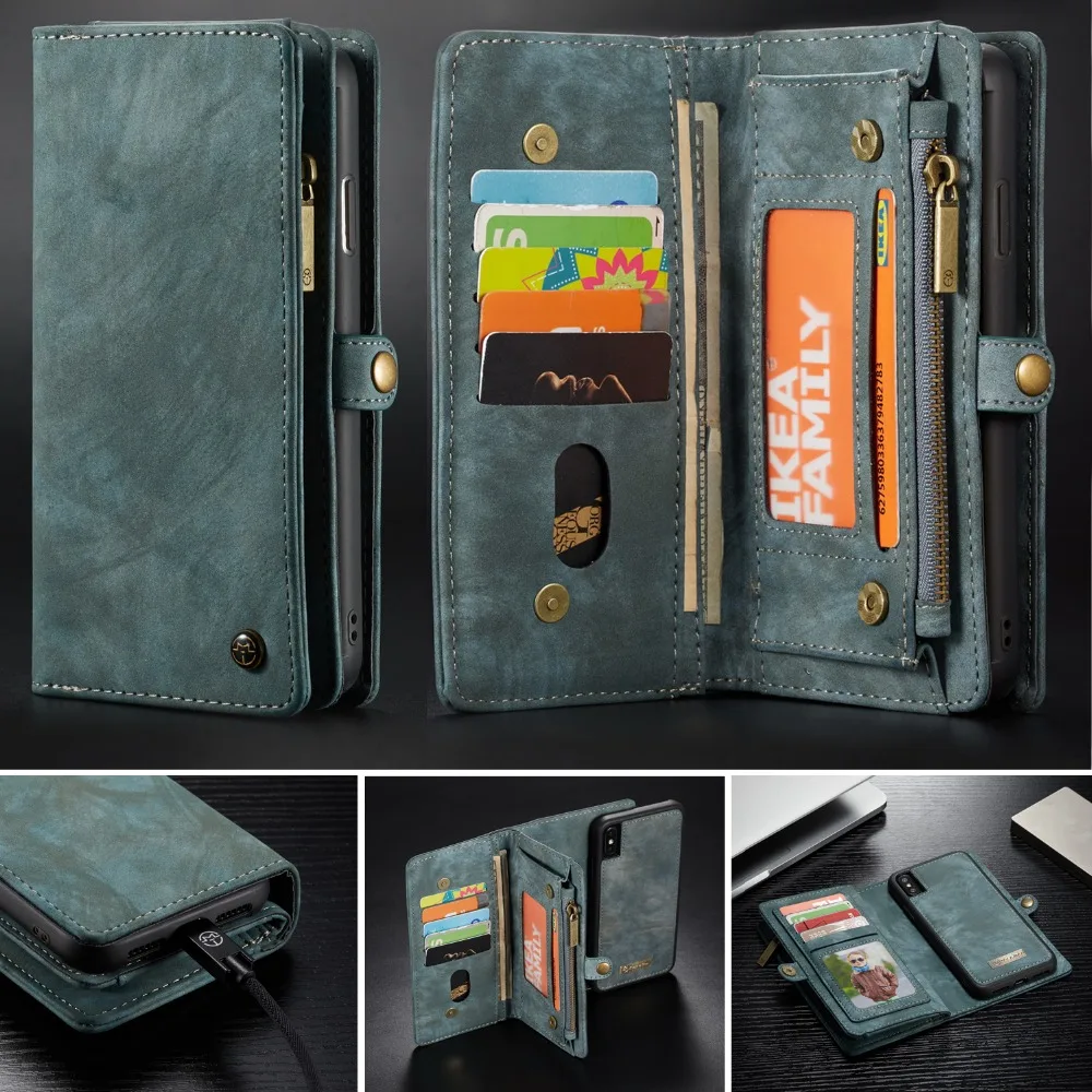 Luxury Wallet Zipper Flip Stand Case For iPhone 10 8 7 6s Plus XS MAX XR 8Plus 7Plus 6Plus Magnet Slim PU Leather Cover capinha