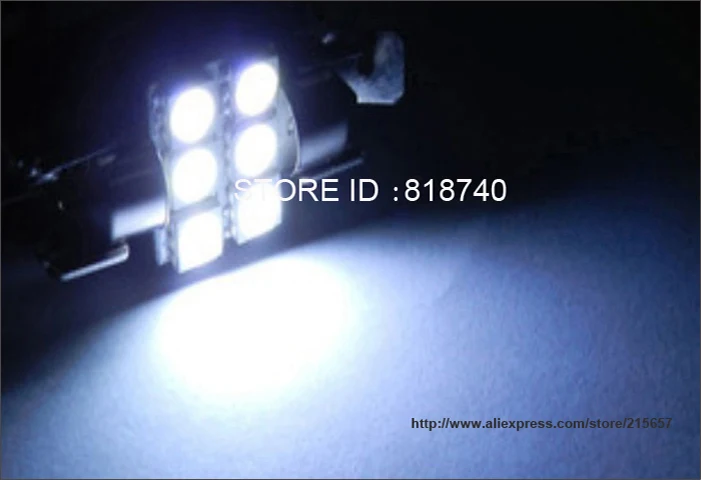 2 шт./лот 31 мм 5050 SMD 6 светодиодная Белая Гирлянда Лампа для двери DC12V купольная