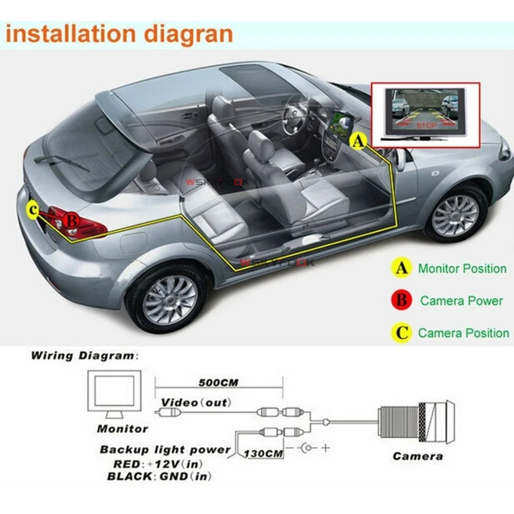 

Wire Wireless Night Vision Car Rear view Backup Reverse Camera with 4 LED For Honda GIENIA 2016/2017