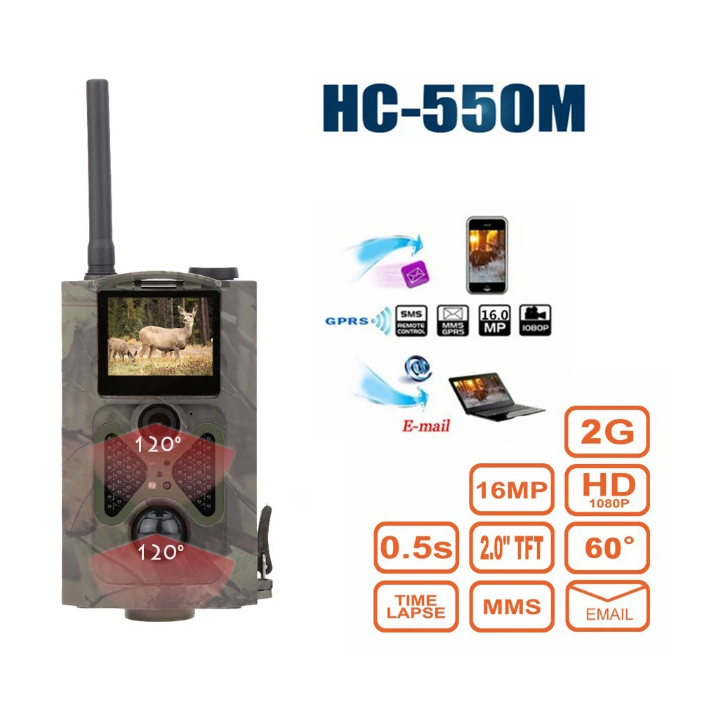 2G GSM MMS Инфракрасная камера ночного видения для охоты HC550M сотовая Мобильная 16MP 1080P