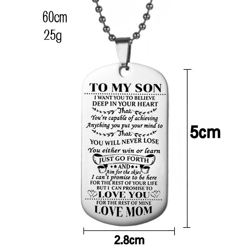 Stainless Steel Dog Tags Pendant Necklaces Men Jewelry Accessories Gifts Long Chain Military Army Style | Украшения и аксессуары