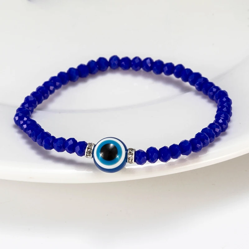Браслет Lucky Eye с кристаллами и бусинами, голубой браслет от сглаза для женщин и мужчин, браслет, модное ювелирное изделие, регулируемый EY5332