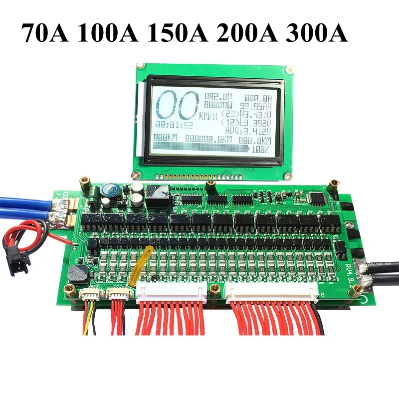 Интеллектуальный Bluetooth BMS 70A 100A 150A 200A 300A с ЖК дисплеем для 8S 24S LiFePo4/7S li ion/10S