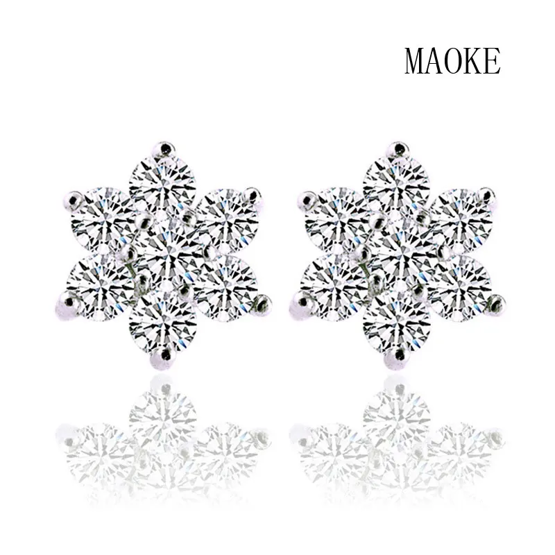 Промо S925 Стерлинговое Серебро SV корейские снежинки антиаллергические серьги