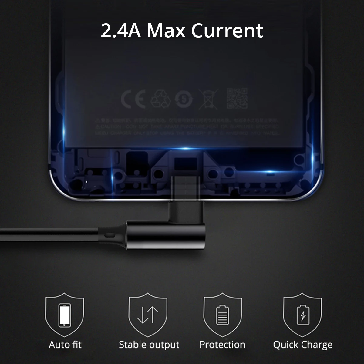 ANMONE 90 градусов зарядный кабель usb type C кабель для мобильных игр Max 2.4A l-линия изогнутый зарядный кабель для передачи данных быстрое зарядное устройство провод