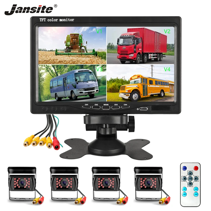 Jansite 7 &quot4 Сплит экрана автомобильный монитор 4 канальный видео вход дисплей