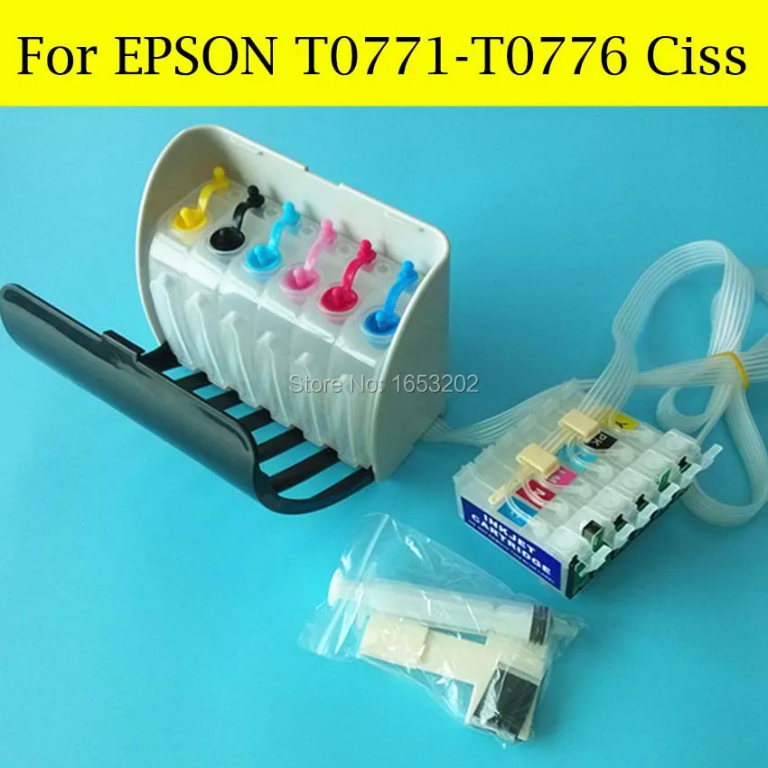 

6 Color/Set Continuous Ink Supply System For Epson T0771 For Epson RX580 RX595 RX680 RX595 Artisan 50 R260 R380 RX680 Ciss