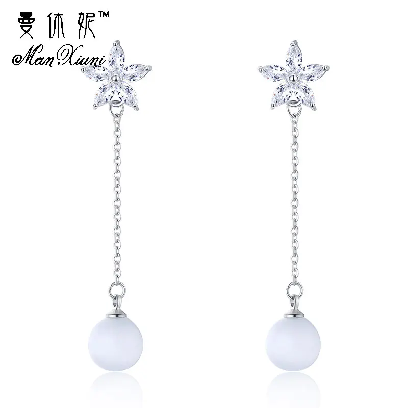 Женские длинные серьги гвоздики с опалом серебристого цвета|earrings silver|jewelry