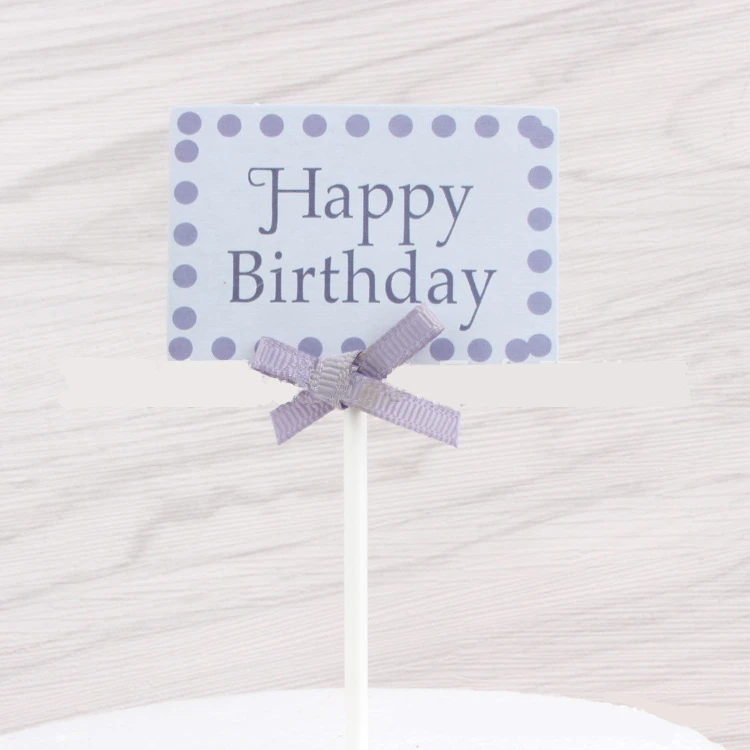 2pcs Happy Birthday Cake Topper Insert Card Delicate bowknot style Party Decoration Accessory | Дом и сад