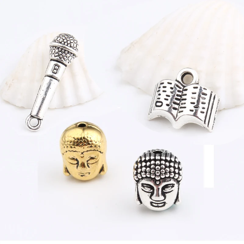 5 шт. буддизм браслет голова Будды разъем бусина Подвески книга кулон микрофон DIY