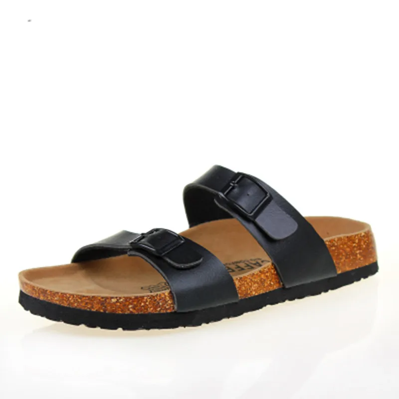 Женские повседневные пробковые шлепанцы разноцветные полиуретановые на плоской