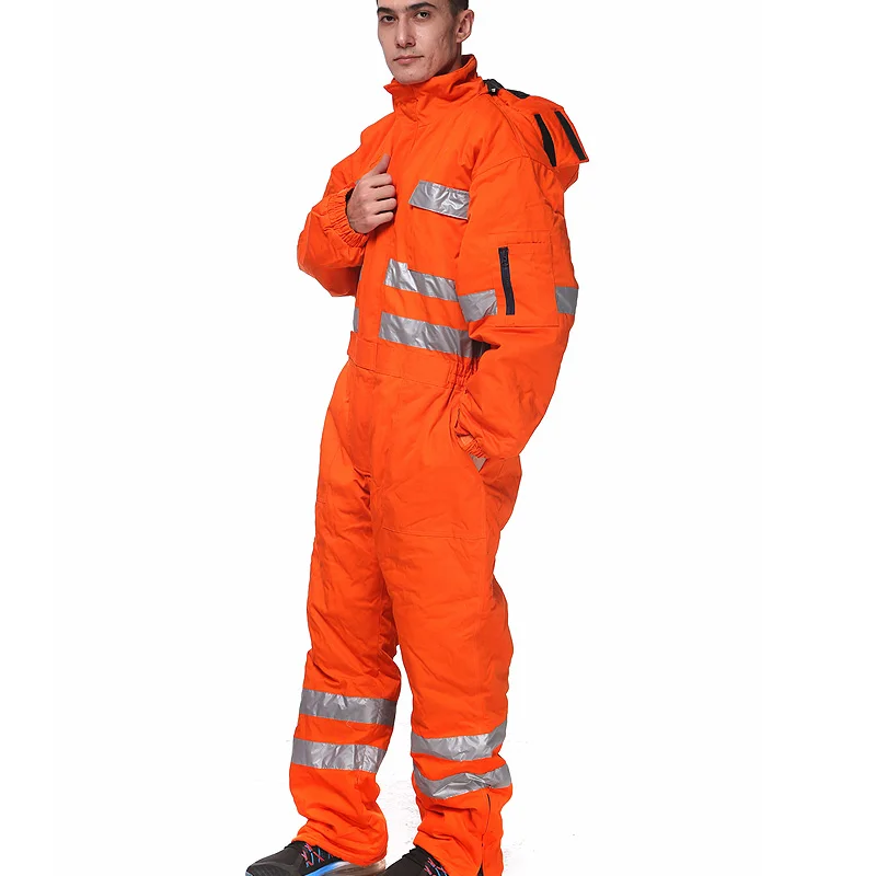 Goede Winter Werken Overall Geïsoleerde Werkkleding Mannen Met Hoodies Werk Broek Met Reflecterende Strepen Monteur Werkkleding