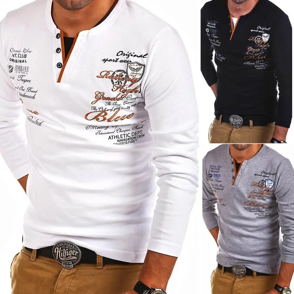 Мужская приталенная футболка с длинным рукавом ZOGAA повседневная брендовая