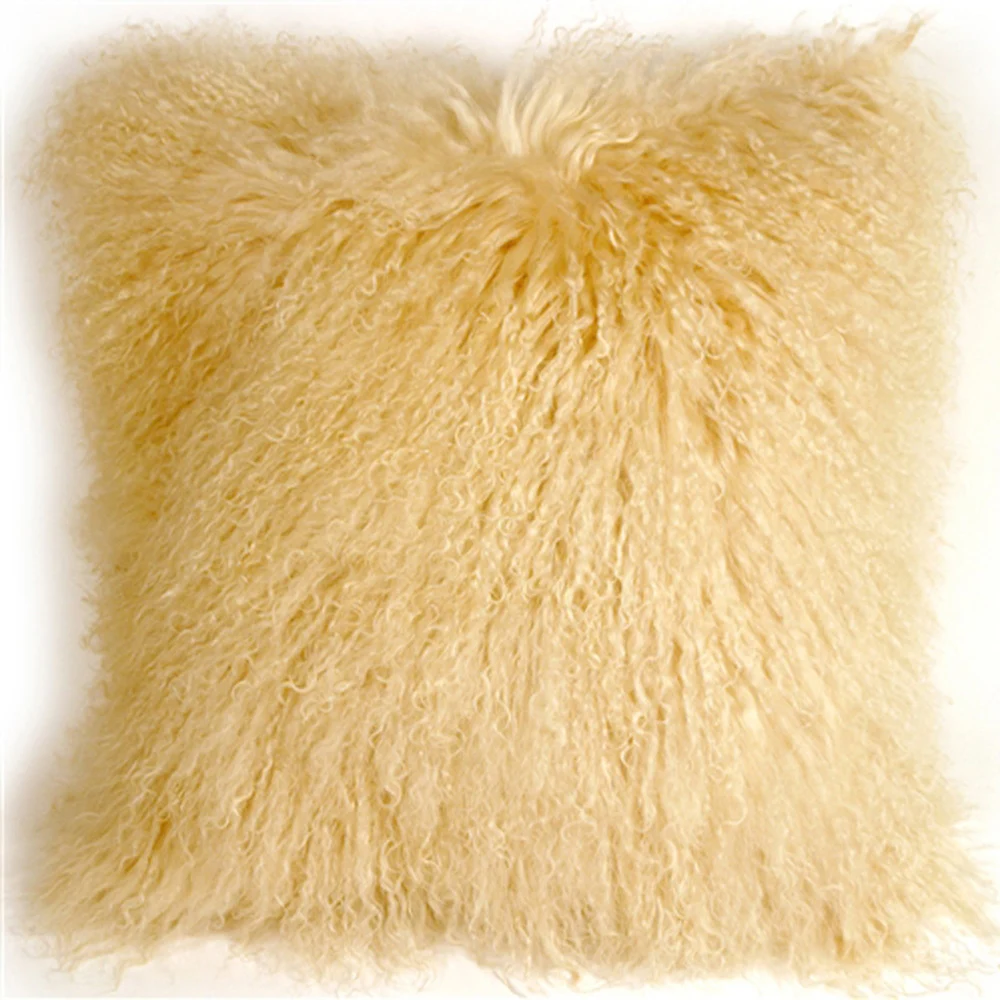 

Double Sides Mongolian Fur Cushion Cover Chair Tibetan Lamb Fur Pillow Covers Decorative Pillows Sheepskin Pillow Case