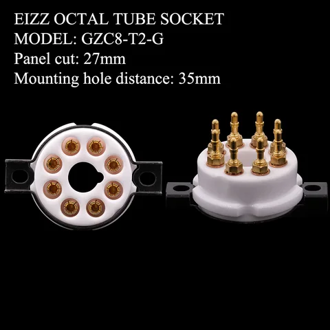 Высококлассные керамические 8-контактные трубчатые контакты EIZZ, золотые латунные штыри Для EL34 KT88 6550 6V6 274B 6L6 Hifi ламповый усилитель «сделай сам», 1 шт.