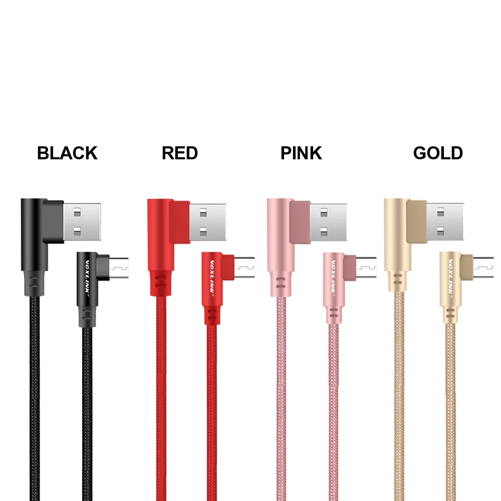 VOXLINK 10 шт. 90 градусов микро USB кабель Быстрая зарядка для передачи данных
