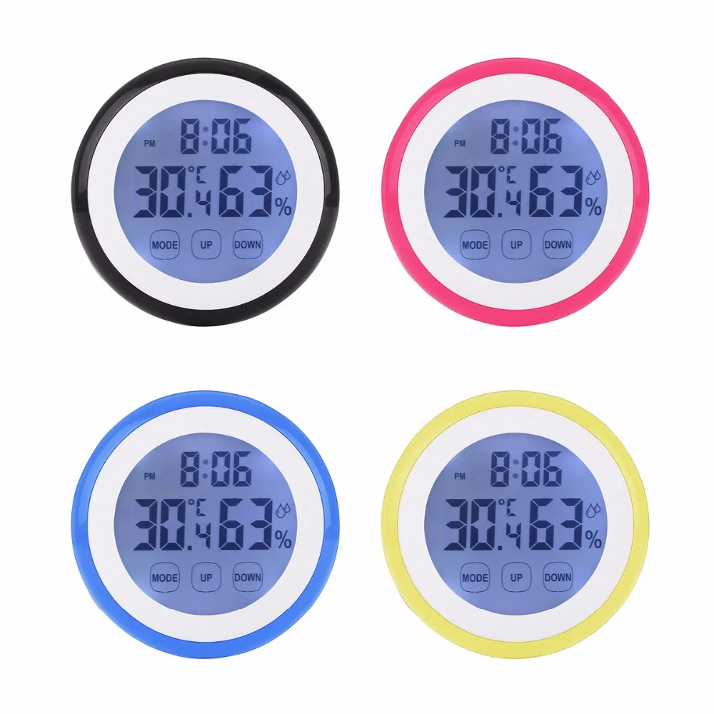 4 Colors Plastic Digital LCD Temperature Humidity Time Function Wall Clock Indoor Weather Station Meter Tester Backlight Clocks | Дом и сад