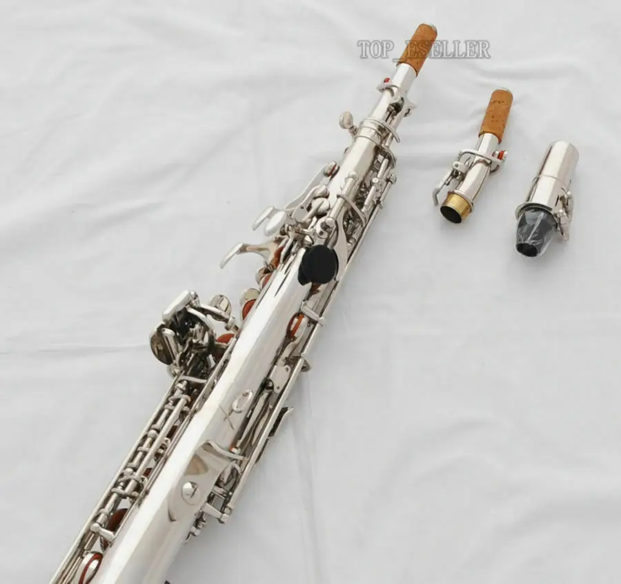 Топ серебряный никель прямой Саксофон сопрано Bb sax высокий F# G ключ 2 шеи