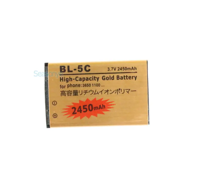 Seasonye 2450 мАч BL 5C BL5C Золото Замена Батарея + Универсальный Зарядное устройство для