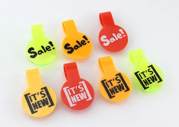 

48mm Acrylic POP Sign Clips Sale Printed, club cosmetics nail salon shoes boots clip label price tag holder plastic snap display