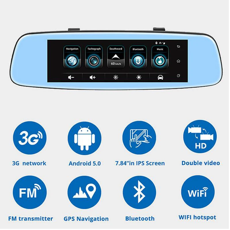 QUIDUX Android 8 0 &quot3G Автомобильный видеорегистратор зеркало заднего вида GPS навигация