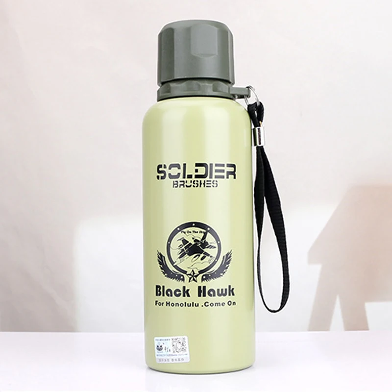 Light green 500 мл Camo Soldier Термочашка вакуумная фляга бутылка для воды из нержавеющей стали, теплоизолирующая изоляция бутылка для напитков ТЕРМОС Портативный - Цвет: Light green