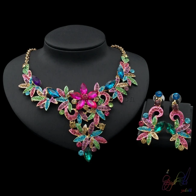 Прямая поставка с китайской фабрики яркие индийские свадебные ювелирные наборы