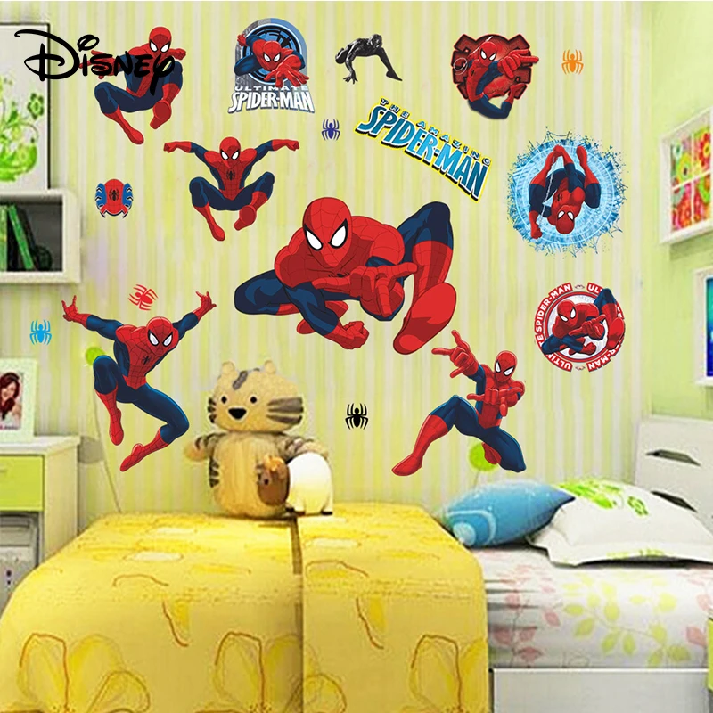 Disney Spiderman Living Room Background Sticker Kids Bedroom Wall Decorative Waterproof Removable | Игрушки и хобби