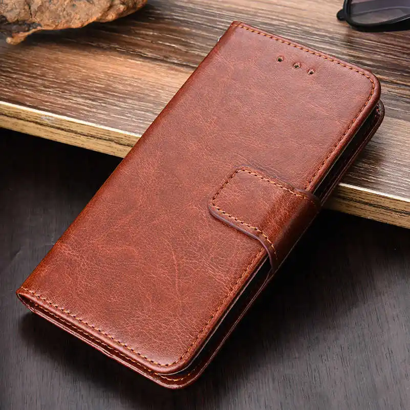 Флип чехол для OPPO A5 AX5S A1K Crazy Horse из кожи с кошельком подставкой карт телефона