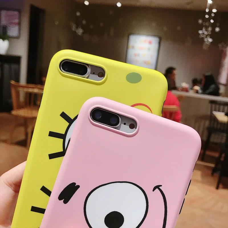 Для iphone 8/7 plus чехол с губкой Бобом и пленка из закаленного стекла для 6 6s мягкий