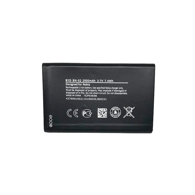 1 шт. 3,7 в 2000 мАч литиевая батарея BN-02 для Nokia XL 4G XL4g RM1061 RM1030 BN-02 запасная батарея для телефона