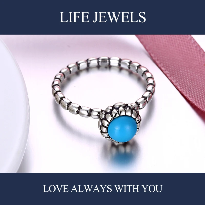 Authentic100% 925 Sterling Silver Turquoise Rings Charm l Women Luxury Valentine's Day Gift Jewelry 18164 | Украшения и