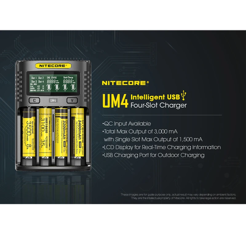 Умное зарядное устройство NITECOR UM4 C4 VC4 с ЖК дисплеем для аккумуляторов li