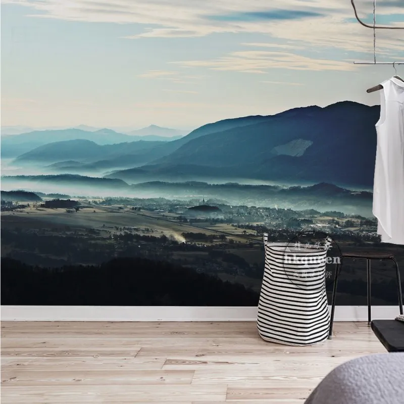 Бесплатная Доставка Зеленый чай дерево лес горные облака пейзаж спальня