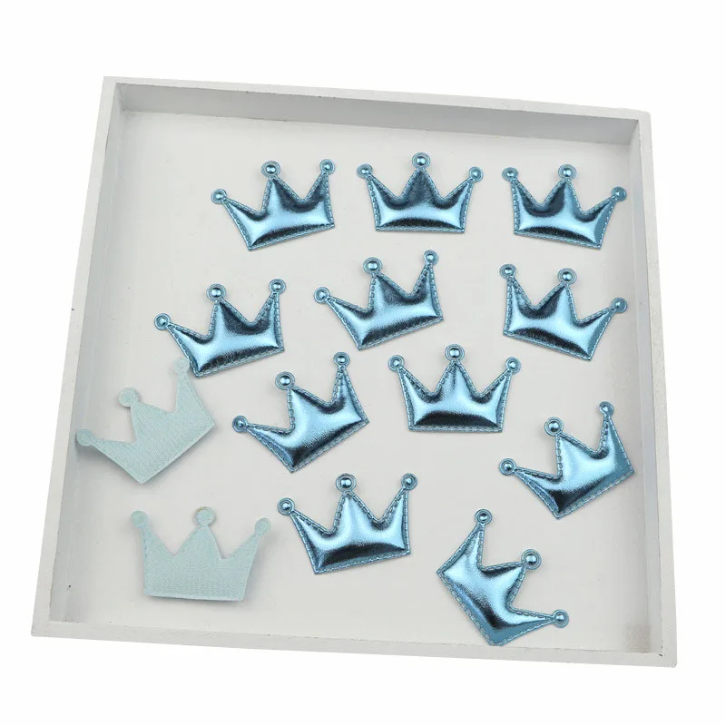 Blue Crowns 50 шт. с рисунком короны/звезд/сердца, мягкие патчи, сделай сам, товары для рукоделия, скрапбукинг, аппликация, детские головные уборы, аксессуары, декор с блестками - Цвет: Blue Crowns