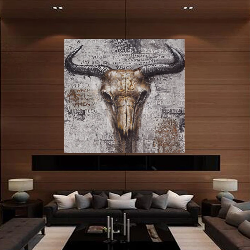 Абстрактная корова череп Настенная картина HD Холст Живопись Домашний Декор