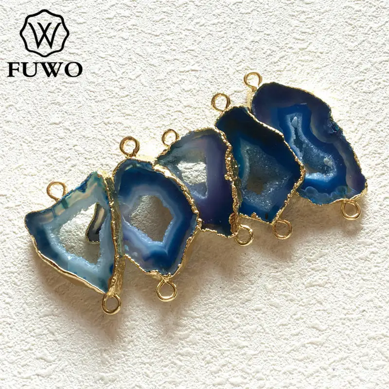 Соединитель FUWO из натурального Друза и агата с золотым покрытием модный