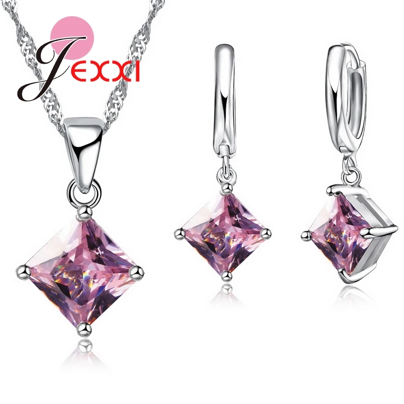 Комплект из колье и серёг серебра 925 пробы с австрийскими кристаллами|earrings