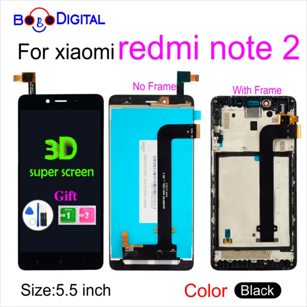 ЖК дисплей для Xiaomi Redmi note 2 Сенсорный экран дигитайзер в сборе рамка с бесплатным