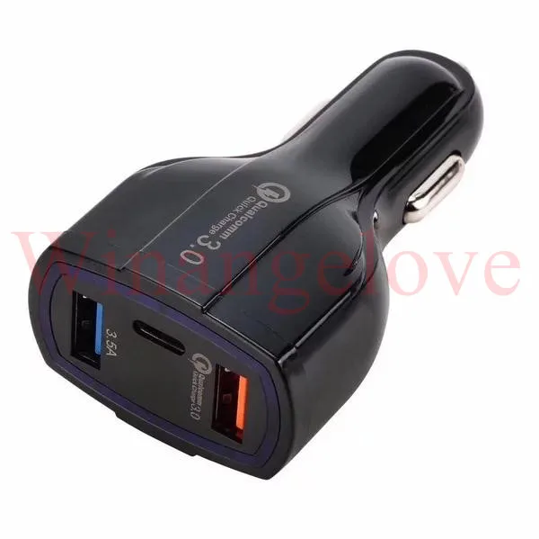 3.0 быстрая Quick Charge автомобильное зарядное устройство 3 USB Порты Тип c 35 Вт 7A Авто адаптер питания Автомобильные зарядные устройства для iphone для Samsung