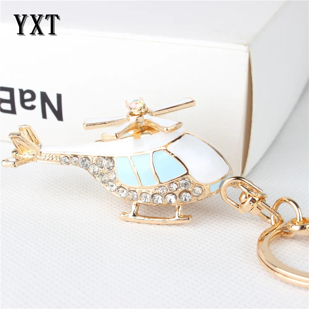 

Blue Plane Helicopter Charm Pendant Lovely Crystal Purse Bag Car Keyring Key Chain Jewelry friend Gift