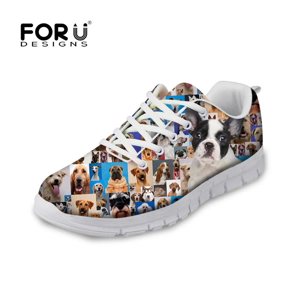 Женские туфли на плоской подошве FORUDESIGNS с рисунком животных мопса повседневные