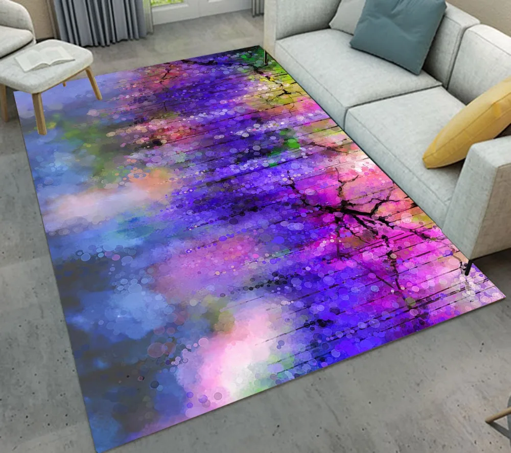 LB Dreamy Purple Flowers Home Doormat Children's Room Cushion Living Area Rugs Bathroom Non-slip Mat Bedroom Floor Carpets | Дом и сад