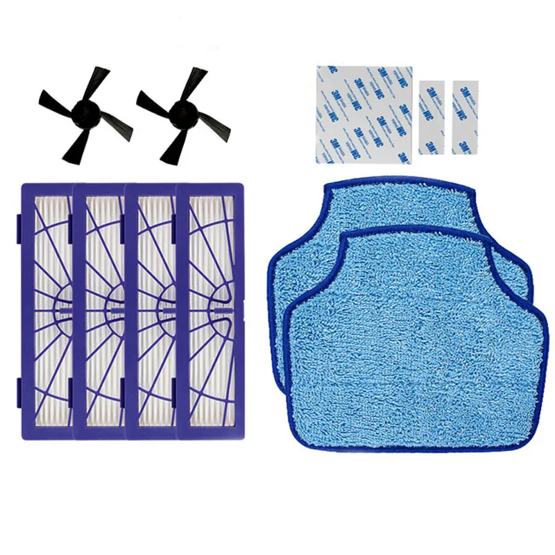

4 x HEPA Filter 2 x Side Brush & 2 Mopping Pads for Neato BotVac 70e 75 80 85 Robotic Cleaner Botvac vacuum cleaner Parts