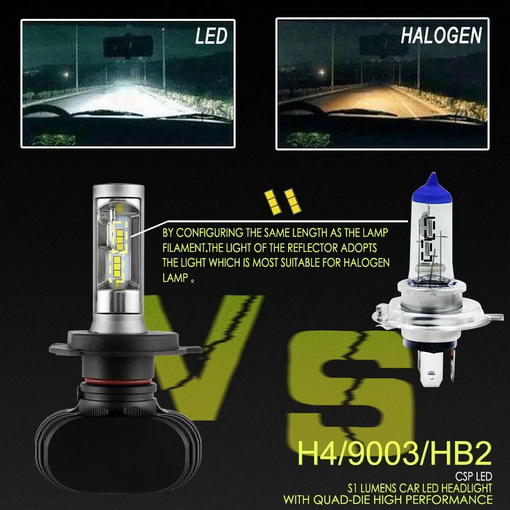 2 шт. автомобисветильник светодиодные лампы H7 H4 9005 H3 H1 H11 50 Вт 9006 лм 6500 К |