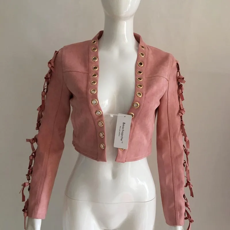 Бандажная Базовая замшевая куртка пальто 2017 мотоциклетная женская верхняя