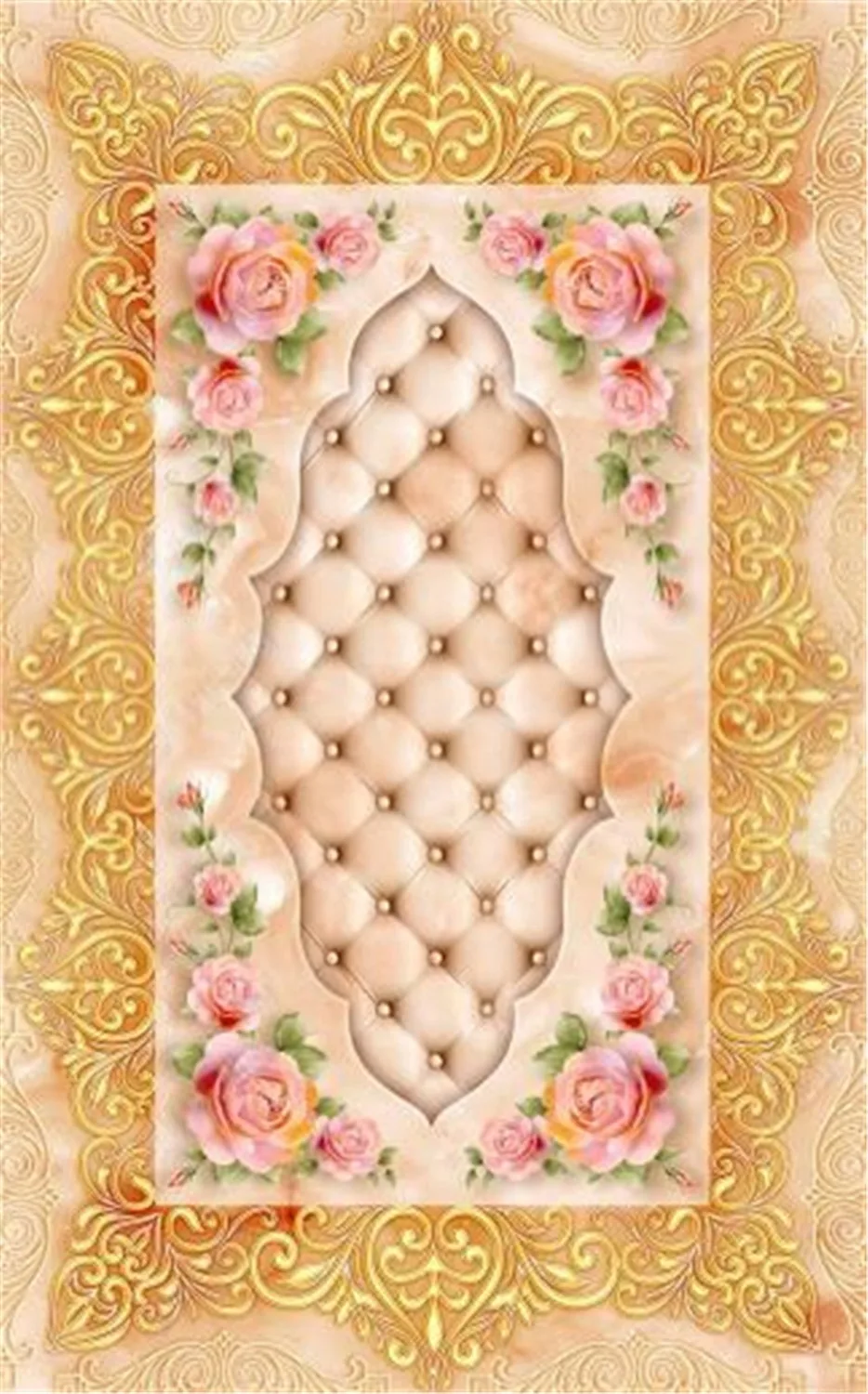 

Custom Any Size 3D Mural Wallpaper Marble, Three-Dimensional Flower, Classical Stone 3D Floor Interior Wallpaper Mural