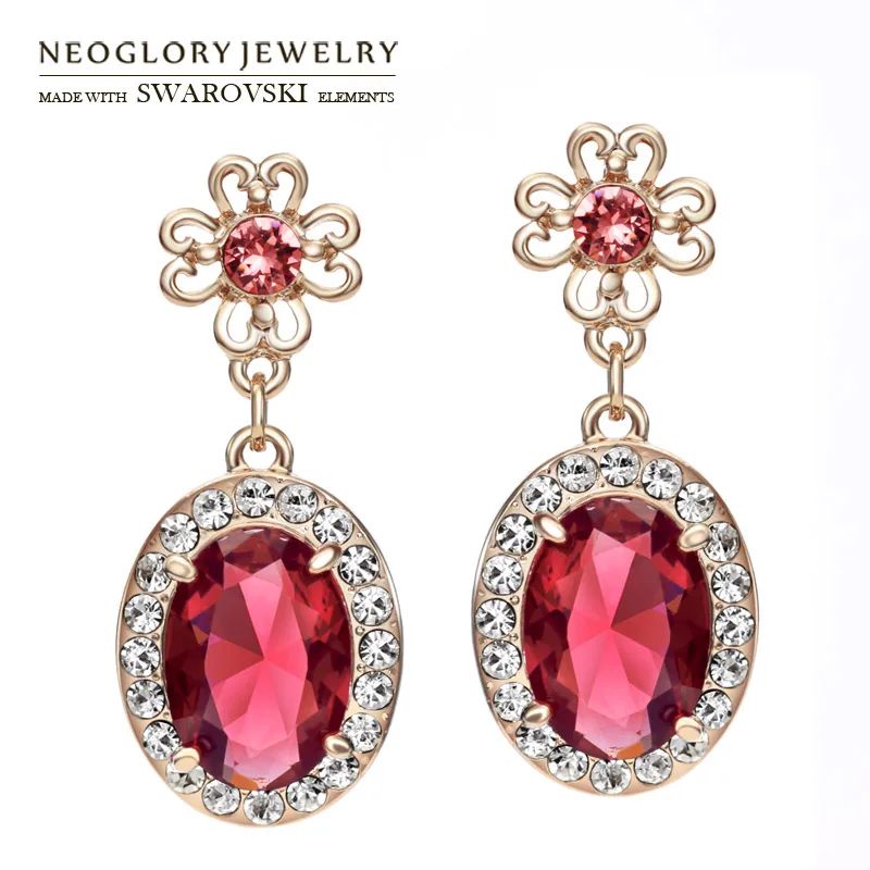 Neoglory австрийский страз и циркон длинные серьги-подвески Винтаж модный подарок