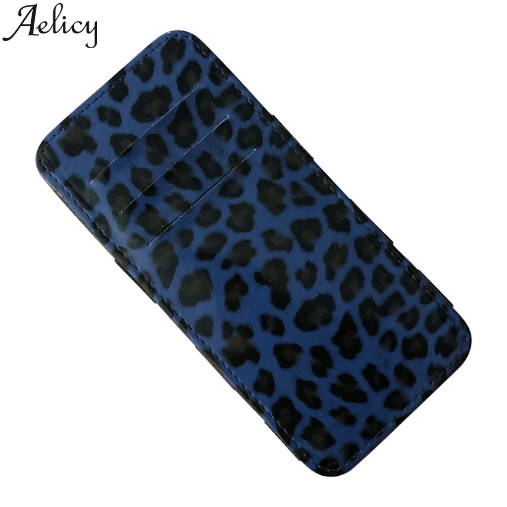 Aelilcy Флип Тонкий пакет для карт Леопардовый вместительный женский короткий