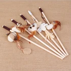 Игрушка-тизер для домашних питомцев, льняная палочка с перьями, ловушка для кошек, деревянный стержень, игрушка-мышь, 40 см, кошачьи интерактивные игрушки